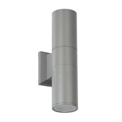 WALLY 77875 Μοντέρνο Φωτιστικό Τοίχου - Απλίκα με Ντουί 2 x GU10 AC 220-240V Αδιάβροχο IP65 - Γκρι Ματ - Μ6.4 x Π11 x Υ25cm