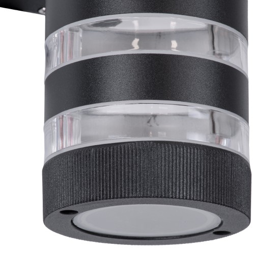 ORION 77883 Μοντέρνο Φωτιστικό Τοίχου - Απλίκα με Ντουί 2 x GU10 AC 220-240V Αδιάβροχο IP65 - Μαύρο Ματ - Μ9 x Π15 x Υ35.5cm