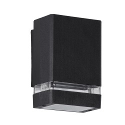 QUATRO 77892 Μοντέρνο Φωτιστικό Τοίχου - Απλίκα με Ντουί 1 x GU10 AC 220-240V Αδιάβροχο IP65 - Μαύρο Ματ - Μ11 x Π10 x Υ16.5cm