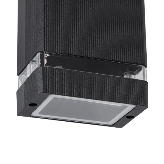 QUATRO 77892 Μοντέρνο Φωτιστικό Τοίχου - Απλίκα με Ντουί 1 x GU10 AC 220-240V Αδιάβροχο IP65 - Μαύρο Ματ - Μ11 x Π10 x Υ16.5cm