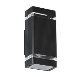 QUATRO 77893 Μοντέρνο Φωτιστικό Τοίχου - Απλίκα με Ντουί 2 x GU10 AC 220-240V Αδιάβροχο IP65 - Μαύρο Ματ - Μ11 x Π10 x Υ25.5cm