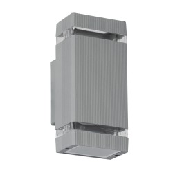 QUATRO 77895 Μοντέρνο Φωτιστικό Τοίχου - Απλίκα με Ντουί 2 x GU10 AC 220-240V Αδιάβροχο IP65 - Γκρι Ματ - Μ11 x Π10 x Υ25.5cm