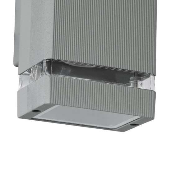 QUATRO 77895 Μοντέρνο Φωτιστικό Τοίχου - Απλίκα με Ντουί 2 x GU10 AC 220-240V Αδιάβροχο IP65 - Γκρι Ματ - Μ11 x Π10 x Υ25.5cm