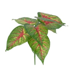 CALADIUM 78218 Τεχνητό Φυτό Καλάδιο - Μπουκέτο Διακοσμητικών Φυτών - Κλαδιών με Φύλλωμα Πράσινο - Κίτρινο - Κόκκινο Υ23cm