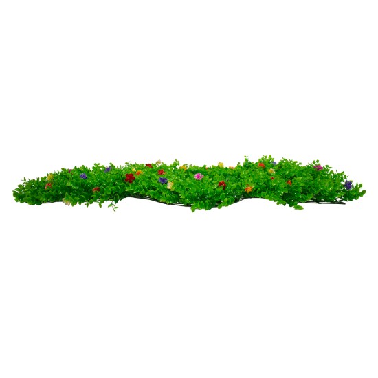 BUXUS 78408 Τεχνητό Πάνελ Φυλλωσιάς / Κάθετος Κήπος Καυκάσιο Πυξάρι & Πολύχρωμα Λουλούδια - Πράσινο - Μ60 x Π8 x Υ40cm