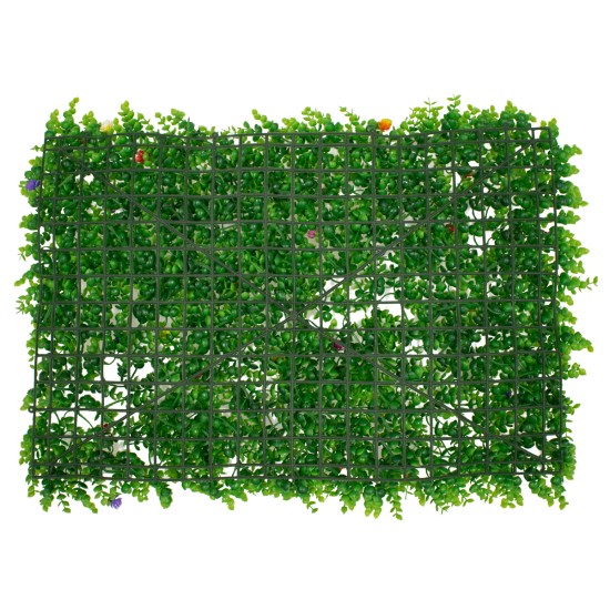 BUXUS 78408 Τεχνητό Πάνελ Φυλλωσιάς / Κάθετος Κήπος Καυκάσιο Πυξάρι & Πολύχρωμα Λουλούδια - Πράσινο - Μ60 x Π8 x Υ40cm