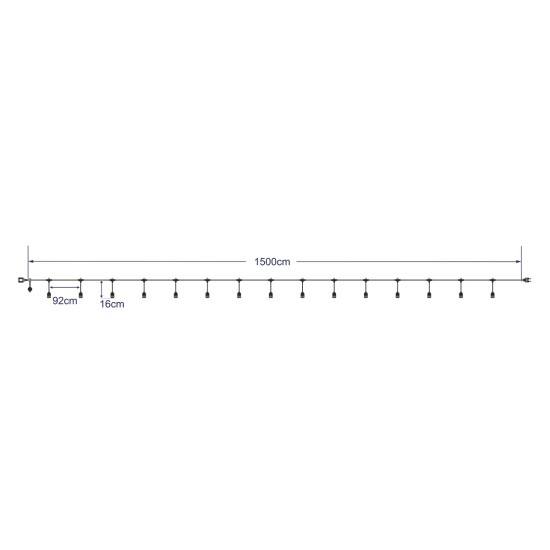 78984 WIRE GARLAND Καλωδιογιρλάντα PVC 15 Μέτρων με 15 Ντουί E27 με Πρίζα Schuko Επεκτεινόμενη Αδιάβροχη IP65 78984 WIRE GARLAND Καλωδιογιρλάντα PVC 15 Μέτρων με 15 Ντουί E27 με Πρίζα Schuko Επεκτεινόμενη Αδιάβροχη IP65