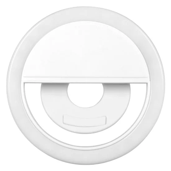 79042 Selfie Ring Light LED SMD 2W 200 lm Λευκό Σώμα με Ενσωματωμένη Επαναφορτιζόμενη Μπαταρία 500mAh & Καλώδιο Φόρτισης Micro USB Ψυχρό Λευκό 6000 K για Κινητό Τηλέφωνο και Tablet Φ8.5 x Υ2.5cm
