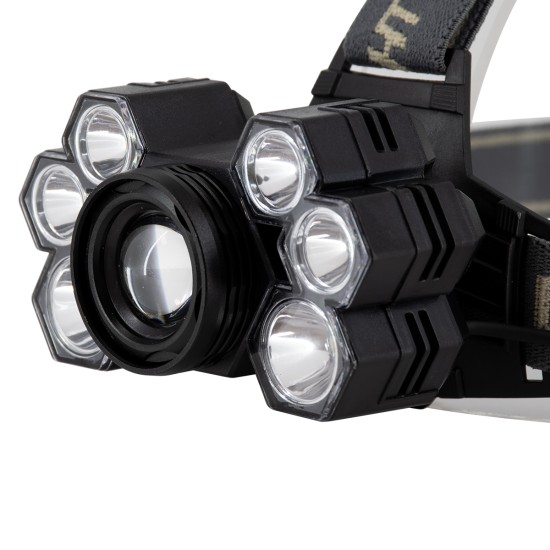 79061 Φακός Κεφαλής Επαναφορτιζόμενος Zoom LED CREE XML2-T6 Chip 90 Watt 9000lm με 2 x 18650 Μπαταρίες 13600mAh Ψυχρό Λευκό 6000K