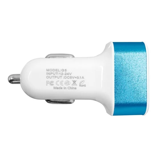 Globostar® 79503 Μπλε Φορτιστής Αυτοκινήτου DC 12-24V με 3 Εξόδους USB DC 5V Max 3.1A 20W και Καλώδιο USB σε Type-C Globostar® 79503 Μπλε Φορτιστής Αυτοκινήτου DC 12-24V με 3 Εξόδους USB DC 5V Max 3.1A 20W και Καλώδιο USB σε Type-C
