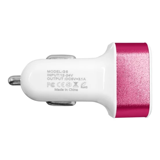 Globostar® 79504 Ροζ Φορτιστής Αυτοκινήτου DC 12-24V με 3 Εξόδους USB DC 5V Max 3.1A 20W και Καλώδιο USB σε Type-C Globostar® 79504 Ροζ Φορτιστής Αυτοκινήτου DC 12-24V με 3 Εξόδους USB DC 5V Max 3.1A 20W και Καλώδιο USB σε Type-C