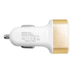 Globostar® 79505 Χρυσός Φορτιστής Αυτοκινήτου DC 12-24V με 3 Εξόδους USB DC 5V Max 3.1A 20W και Καλώδιο USB σε Type-C