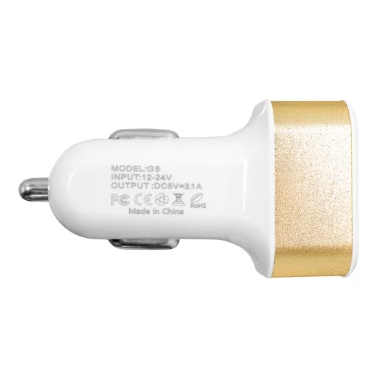 Globostar® 79505 Χρυσός Φορτιστής Αυτοκινήτου DC 12-24V με 3 Εξόδους USB DC 5V Max 3.1A 20W και Καλώδιο USB σε Type-C Globostar® 79505 Χρυσός Φορτιστής Αυτοκινήτου DC 12-24V με 3 Εξόδους USB DC 5V Max 3.1A 20W και Καλώδιο USB σε Type-C