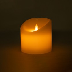 FIREFLAME 79541 Διακοσμητικό Κερί Παραφίνης με Εφέ Κινούμενης Φλόγας & IR Ασύρματο Χειριστήριο LED 0.5W 25lm 180° DC 3V με 2xAA Μπαταρίες IP20 Θερμό Λευκό 2700K Dimmable - Μπεζ - Μ10 x Π10 x Υ10cm - 2 Χρόνια Εγγύηση