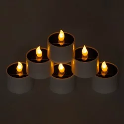 CANDLE 79546 ΣΕΤ 6 x Αυτόνομα Ηλιακά Διακοσμητικά Realistic Κεράκια με LED Εφέ Κινούμενης Φλόγας - 400mAh Μπαταρία - Φωτοβολταϊκό Πάνελ - Θερμό Λευκό 2700K Μπεζ D5.3 x H6cm