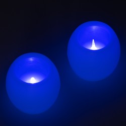 CANDLE 79548 ΣΕΤ 2 x Διακοσμητικά Realistic Κεράκια με LED Εφέ Κινούμενης Φλόγας - Μπαταρίας 12 x CR2032 Μπλε Μπεζ D6 x H5cm