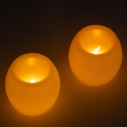 CANDLE 79549 ΣΕΤ 2 x Διακοσμητικά Realistic Κεράκια με LED Εφέ Κινούμενης Φλόγας - Μπαταρίας 12 x CR2032 Θερμό Λευκό 2700K Μπεζ D6 x H5cm