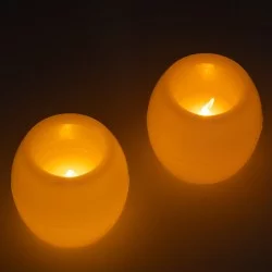CANDLE 79549 ΣΕΤ 2 x Διακοσμητικά Realistic Κεράκια με LED Εφέ Κινούμενης Φλόγας - Μπαταρίας 2 x CR2032 Θερμό Λευκό 2700K Μπεζ D6 x H5cm