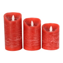 FIREFLAME 79558 Διακοσμητικό Κερί Παραφίνης με Εφέ Κινούμενης Φλόγας & IR Ασύρματο Χειριστήριο LED 0.5W 25lm 120° DC 3V με 2xAA Μπαταρίες IP20 Θερμό Λευκό 2700K Dimmable - Κόκκινο - Μ7.5 x Π7.5 x Υ15cm - Πακέτο 3 Τεμαχίων - 1 Χρόνο Εγγύηση