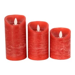  FIREFLAME 79558 Διακοσμητικό Κερί Παραφίνης με Εφέ Κινούμενης Φλόγας & IR Ασύρματο Χειριστήριο LED 0.5W 25lm 120° DC 3V με 2xAA Μπαταρίες IP20 Θερμό Λευκό 2700K Dimmable - Κόκκινο - Μ7.5 x Π7.5 x Υ15cm - Πακέτο 3 Τεμαχίων - 1 Χρόνο Εγγύηση