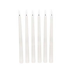 79563 ΣΕΤ 6 Διακοσμητικών Realistic Κεριών Κηροπηγίου με LED Εφέ Κινούμενης Φλόγας - Μπαταρίας & Ασύρματο Χειριστήριο IR Θερμό Λευκό 2700K Dimmable