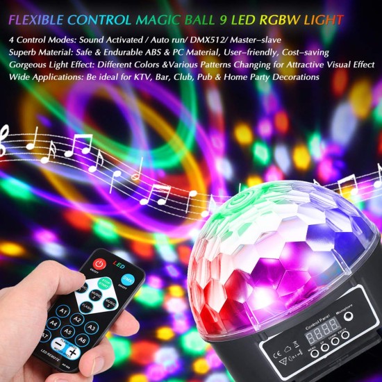 79602 LED Party Disco Μπάλα με Περιστρεφόμενα Φωτορυθμικά Εφέ Πολύχρωμη RGB DMX512 20W με Sound Control Activated Εφέ και με Ασύρματο Χειριστήριο AC 230V IP20 Φ17 x Υ15cm 79602 LED Party Disco Μπάλα με Περιστρεφόμενα Φωτορυθμικά Εφέ Πολύχρωμη RGB DMX512 20W με Sound Control Activated Εφέ και με Ασύρματο Χειριστήριο AC 230V IP20 Φ17 x Υ15cm
