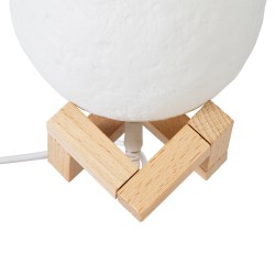 MOON 79606 Μοντέρνο Επιτραπέζιο Φωτιστικό Πορτατίφ LED 2W 120lm 360° Επαναφορτιζόμενο DC 5V με USB 2.0 IP20 Πολύχρωμο RGBW - Λευκό & Μπεζ - Μ12 x Π12 x Υ15cm - 2 Χρόνια Εγγύηση