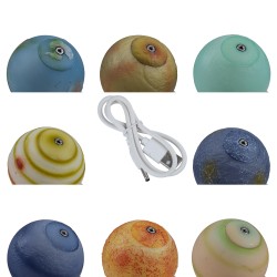 MOON 79609 Επιτραπέζιο Φωτιστικό Πορτατίφ LED 2W 120lm 360° DC 5V IP20 CCT Θερμό Λευκό 2700K - Φυσικό Λευκό 4500K - Ψυχρό Λευκό 6000K Dimmable Πολύχρωμο Πλαστικό με Μπεζ Ξύλο - Μ8 x Π8 x Υ11cm - ΣΕΤ 8 Τεμαχίων - 2 Xρόνια Εγγύηση