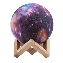 MOON 79616 Επιτραπέζιο Φωτιστικό Πορτατίφ LED 4W 200lm 360° DC 5V IP20 RGBW Dimmable Πολύχρωμο Πλαστικό με Μπεζ Ξύλο - Μ15 x Π15 x Υ19cm - 2 Xρόνια Εγγύηση