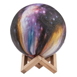 MOON 79617 Επιτραπέζιο Φωτιστικό Πορτατίφ LED 6W 360lm 360° DC 5V IP20 RGB Dimmable Πολύχρωμο Πλαστικό με Μπεζ Ξύλο - Μ20 x Π20 x Υ25cm - 2 Xρόνια Εγγύηση