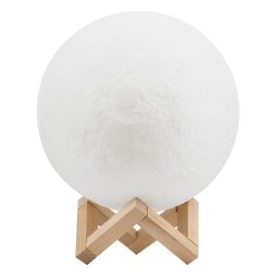 MOON 79620 Επιτραπέζιο Φωτιστικό Πορτατίφ LED 6W 360lm 360° DC 5V IP20 RGBW Dimmable Λευκό Πλαστικό με Μπεζ Ξύλο - Μ20 x Π20 x Υ25cm - 2 Xρόνια Εγγύηση