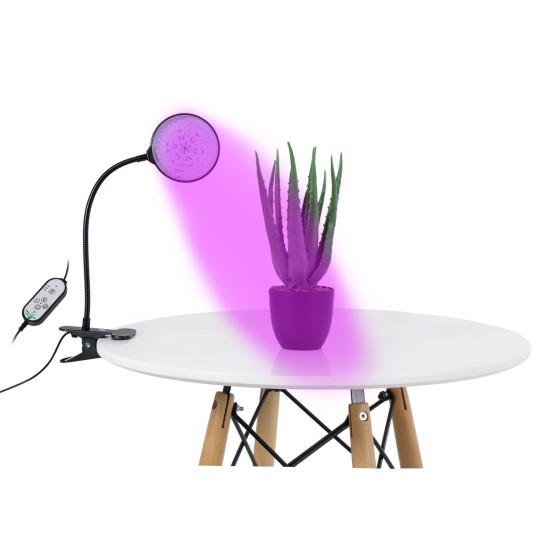 79648 Grow Light Full Spectrum LED Φωτιστικό Ανάπτυξης Φυτών Γλάστρας με 1 Κινούμενη Κεφαλή & Βάση Clip SMD 2835 5W 160° DC 5V IP20 με Dimmer & Timer Εσωτερικού Χώρου για Κάλυψη Επιφάνειας 0.6m x 0.6m Πλήρους Φάσματος Φωτισμού