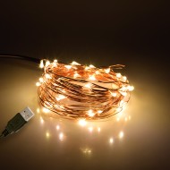 79721 Διακοσμητική Γιρλάντα 5 Μέτρων 50 LED USB 5 Volt 3 Watt με Χάλκινο Συρμάτινο Καλώδιο Θερμό Λευκό 3000K