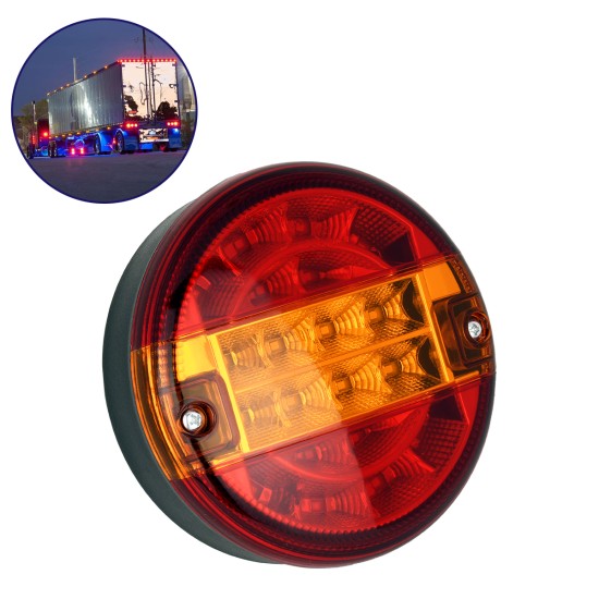 79927 Πίσω Φανάρι Φορτηγού 20 LED DC 24V Στρογγυλό Universal Αδιάβροχο IP66 Κόκκινο - Πορτοκαλί