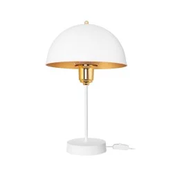 GAZETA 203-0302 Μοντέρνο Επιτραπέζιο Φωτιστικό Πορτατίφ με Ντουί 1 x E27 AC 220-240V IP20 - Λευκό & Χρυσό  - Μ25 x Π25 x Υ39cm