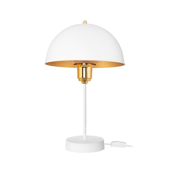 GAZETA 203-0302 Μοντέρνο Επιτραπέζιο Φωτιστικό Πορτατίφ με Ντουί 1 x E27 AC 220-240V IP20 - Λευκό & Χρυσό  - Μ25 x Π25 x Υ39cm