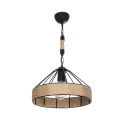 ZION 203-0003 Vintage Κρεμαστό Φωτιστικό Οροφής με Ντουί 1 x E27 AC 220-240V IP20 - Μαύρο & Μπεζ - Μ33 x Π33 x Υ29cm