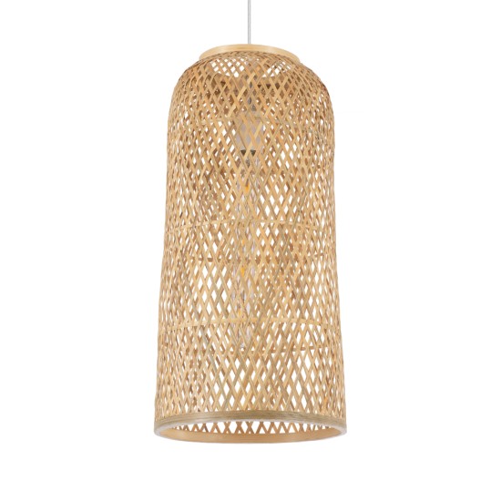 CALERO 01710 Boho Κρεμαστό Πλέγμα Μονόφωτο 1 x E27 IP20 Μπεζ Ξύλο - Μ25 x Π25 x Υ50cm CALERO 01710 Boho Κρεμαστό Πλέγμα Μονόφωτο 1 x E27 IP20 Μπεζ Ξύλο - Μ25 x Π25 x Υ50cm