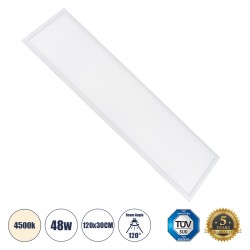 PANELETI 60213-1 Χωνευτό Panel Οροφής 120x30 LED 48W 4560lm 120° UGR<19 AC 220-240V IP20 Φυσικό Λευκό 4500K - Lumileds SMD Chip & TÜV SÜD Driver - Λευκό Γαλακτερό - Μ120 x Π30 x Υ1.5cm / Q116 x 26cm - 5 Χρόνια Εγγύηση
