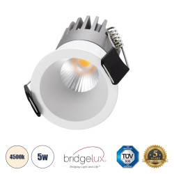 MICRO-S 60236 Χωνευτό LED Spot Downlight TrimLess Φ4cm 5W 650lm 38° AC 220-240V IP20 Φ4 x Υ5.9cm - Στρόγγυλο - Λευκό - Φυσικό Λευκό 4500K - Bridgelux COB - 5 Years Warranty