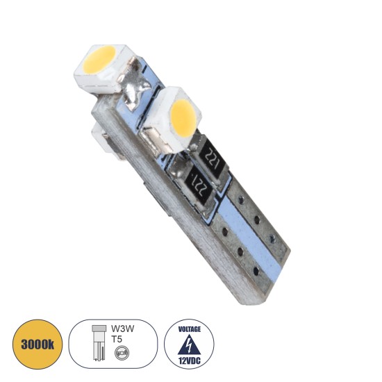 T5 81030 Λάμπα Αυτοκινήτου LED 3xSMD1210 0.48W 18lm 360° DC 12-16V IP20 Φ0.6 x Υ2cm Θερμό Λευκό 3000K