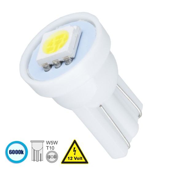 T10 W5W 81044 Λάμπα Αυτοκινήτου LED 1xSMD5050 0.28W 22lm 120° DC 12-16V IP20 Φ1.1 x Υ1.7cm Ψυχρό Λευκό 6000K