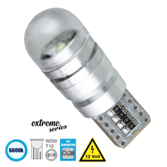 T10 W5W 81099 Λάμπα Αυτοκίνητου  3rd Generation Can-Bus Extreme Series LED 1 CREE XHP35 5W 705lm 360° DC 12V IP20 Ψυχρό Λευκό 6000K