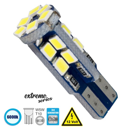 T10 W5W 81103 Λάμπα Αυτοκίνητου  3rd Generation Can-Bus Extreme Series LED 22 SMD 2835 4W 600lm 360° DC 12V IP20 Ψυχρό Λευκό 6000K