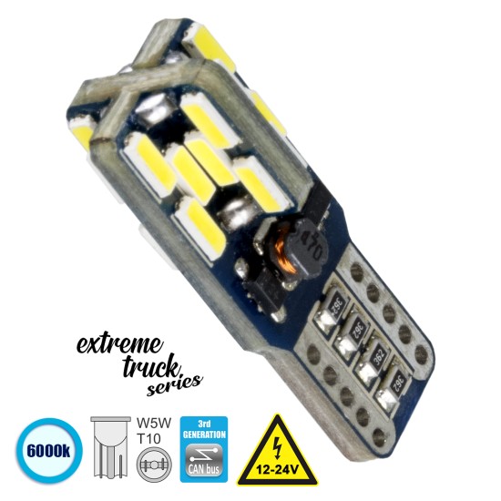 T10 W5W 81106 Λάμπα Αυτοκίνητου  3rd Generation Can-Bus Extreme Truck Series LED 24 SMD 4014 4.8W 720lm 360° DC 12-24V IP20 Ψυχρό Λευκό 6000K