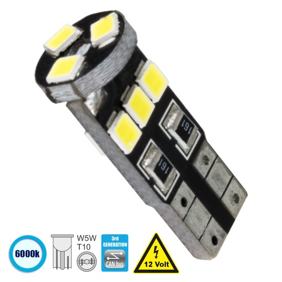 T10 W5W 81113 Λάμπα Αυτοκίνητου  3rd Generation Can-Bus Series LED 9 SMD 1210 2.8W 420lm 360° DC 12V IP20 Ψυχρό Λευκό 6000K