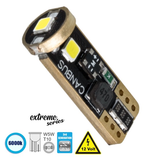 T10 W5W 81115 Λάμπα Αυτοκίνητου  3rd Generation Can-Bus Extreme Series LED 3 SMD 3030 3W 423lm 360° DC 12V IP20 Ψυχρό Λευκό 6000K