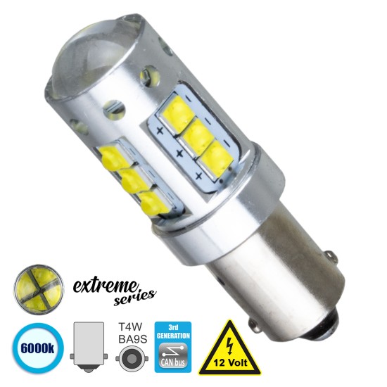 BA9S - T4W 81295  Λάμπα Αυτοκινήτου 3rd Generation Can-Bus Extreme Series LED 16 CREE XBD 15W 2115lm 360° DC 12V IP20 Ψυχρό Λευκό 6000K