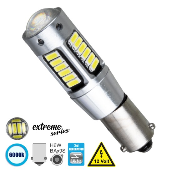 BA9S - T4W 81299  Λάμπα Αυτοκινήτου  3rd Generation Can-Bus Extreme Series LED 30 SMD 4014 6W 900lm 360° DC 12V IP20 Ψυχρό Λευκό 6000K