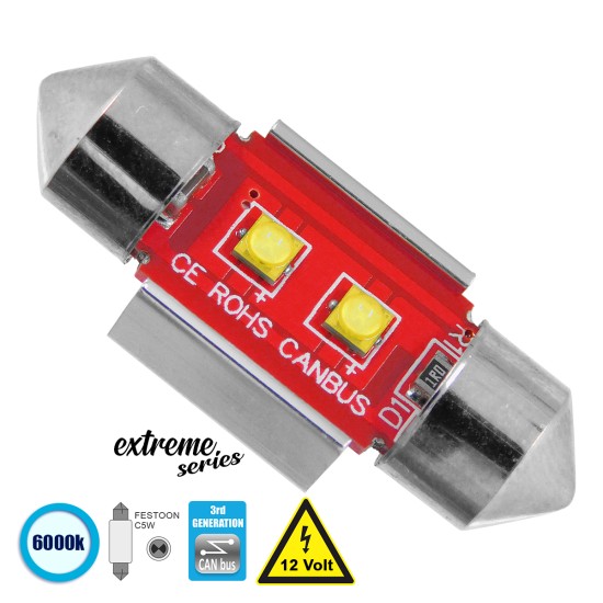 C5W 81324 Λάμπα Αυτοκίνητου 31mm FESTOON  3rd Generation Can-Bus Extreme Series LED 2 CREE XBD 5W 705lm 120° DC 12V IP20 Ψυχρό Λευκό 6000K